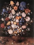 BRUEGHEL, Jan the Elder, Bouquet in a Clay Vase f